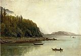 Fishing Paintings - Indians Fishing by Albert Bierstadt